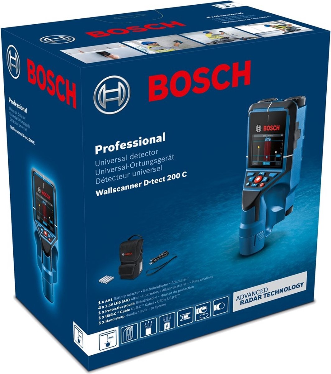 Detector D-tect 200 C (Sin batería, Zona de trabajo: 200 mm)