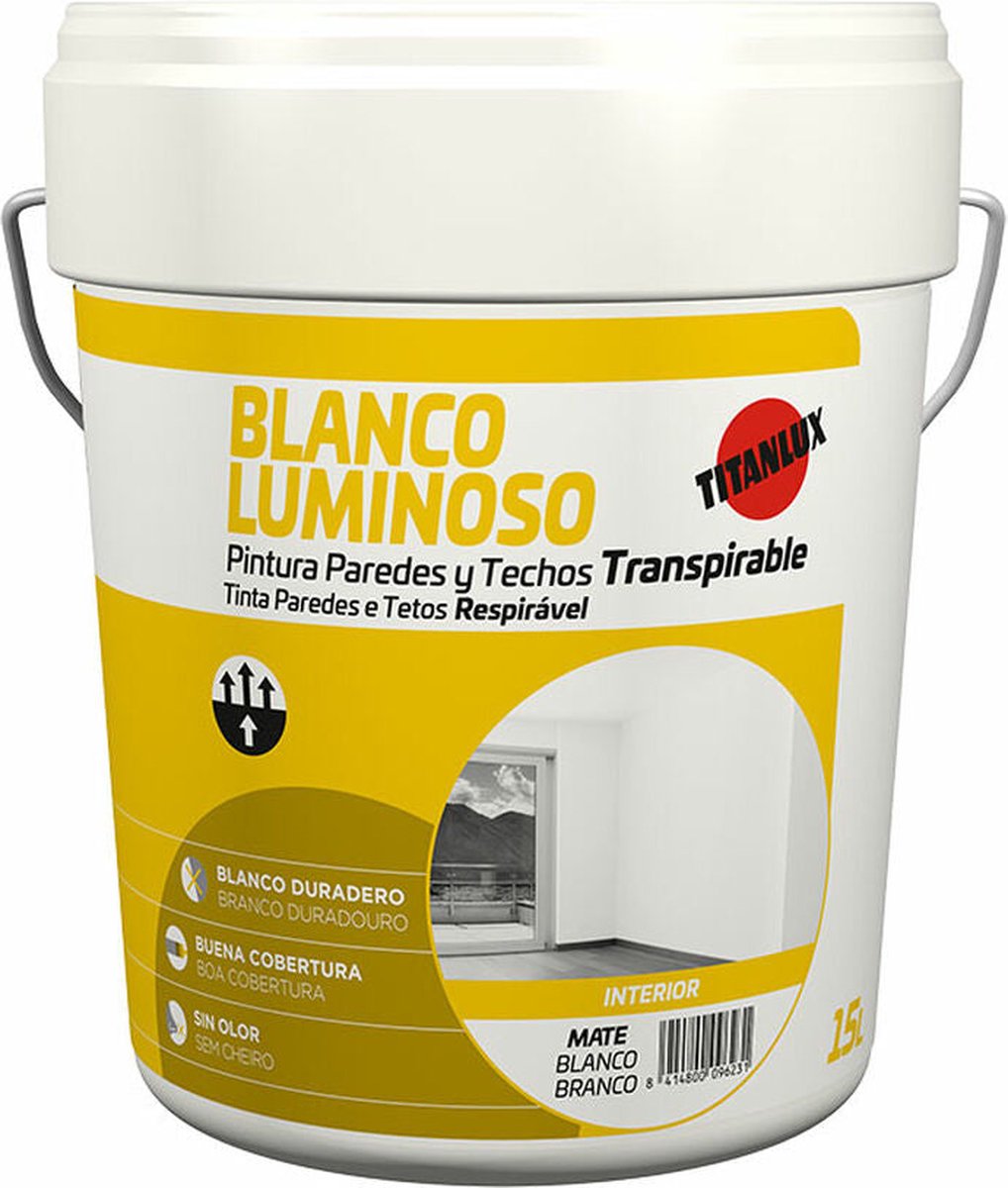 Pintura para paredes Blanco Luminoso (Blanco luminoso, Mate, 15 l)
