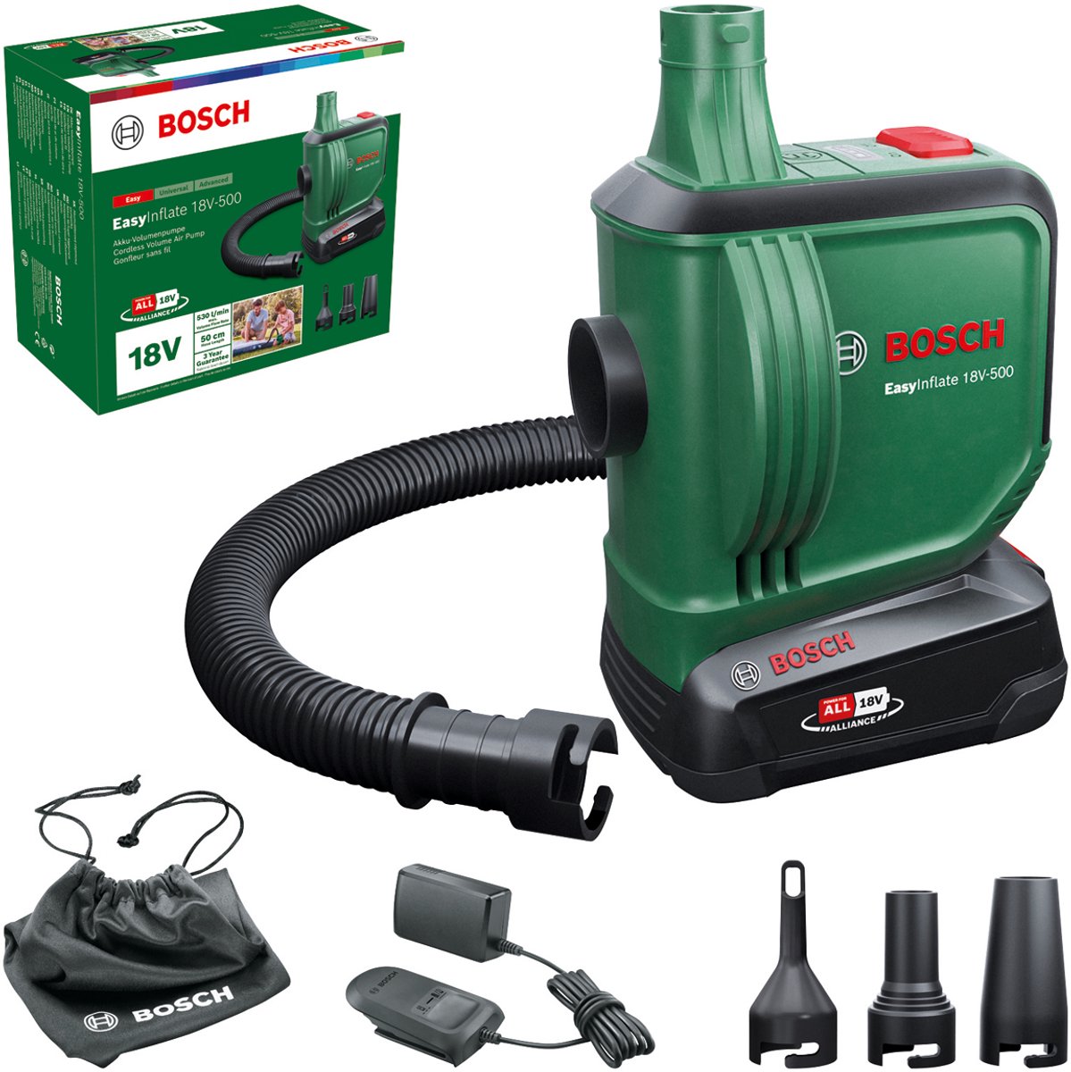 Power for All 18V Bomba de aire de batería EasyInflate 500 (18 V, 1 batería)