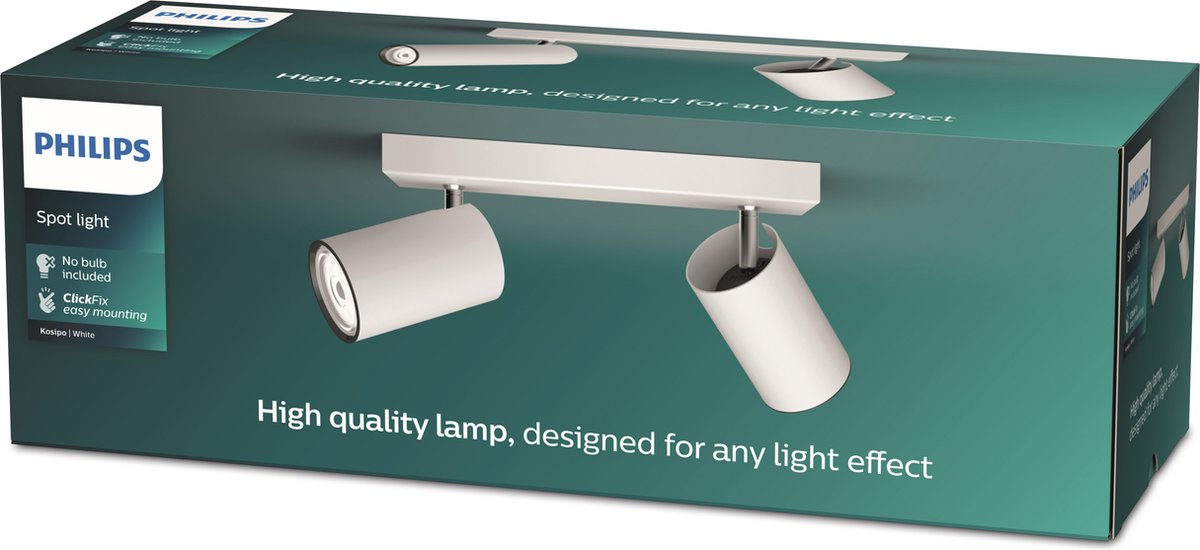 Regleta Kosipo (11 W, L x An x Al: 7 x 24 x 9,2 cm, Blanco, Blanco, GU10, 2 ud.)