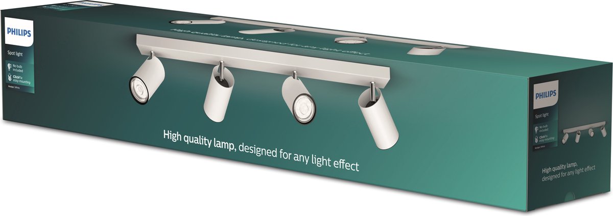 Regleta Kosipo (22 W, L x An x Al: 7 x 62,8 x 9,2 cm, Blanco, Blanco, GU10, 4 ud.)