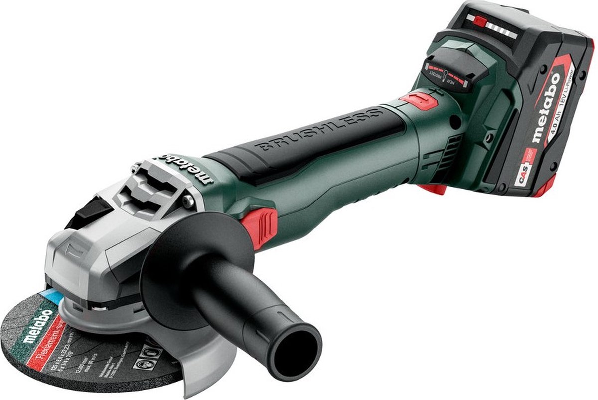 CAS 18V Amoladora angular de batería W 18 LT BL 11-125 (18 V, 2 baterías, 4 Ah, Diámetro disco: 125 mm)