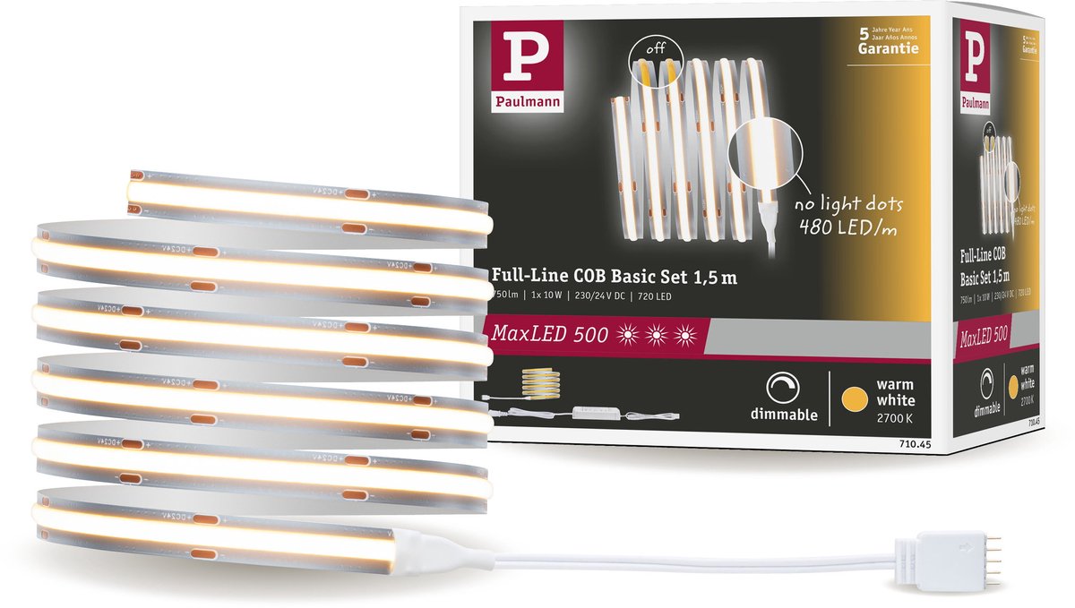 MaxLED 500 Set de prolongación (1,5 m, 10 W, Blanco cálido, 750 lm)