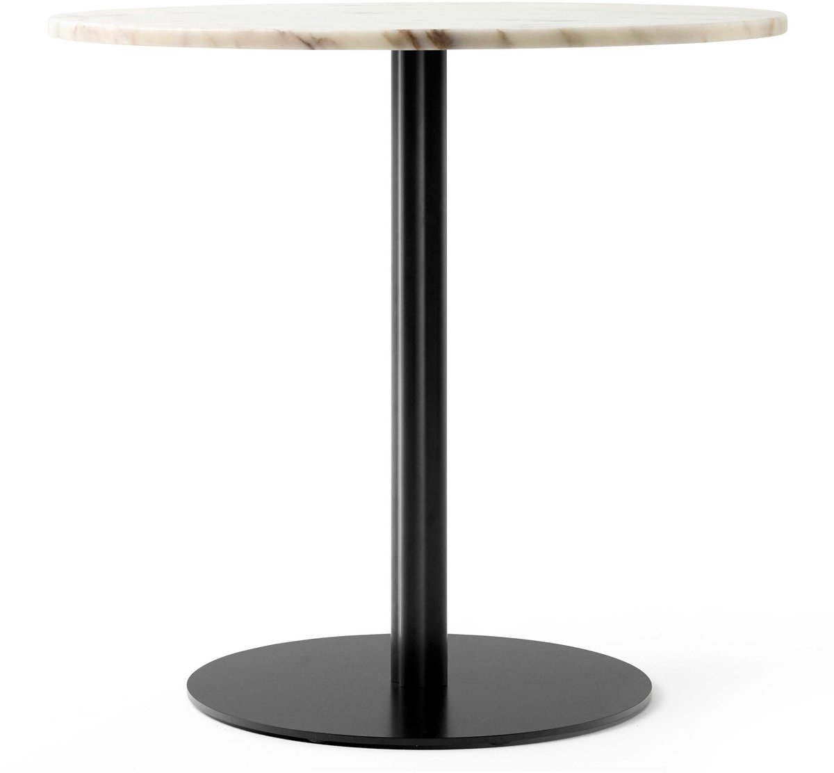 Audo Copenhagen Tavolo da pranzo Harbour Column Marmo bianco sporco-base nera, Ø80 cm