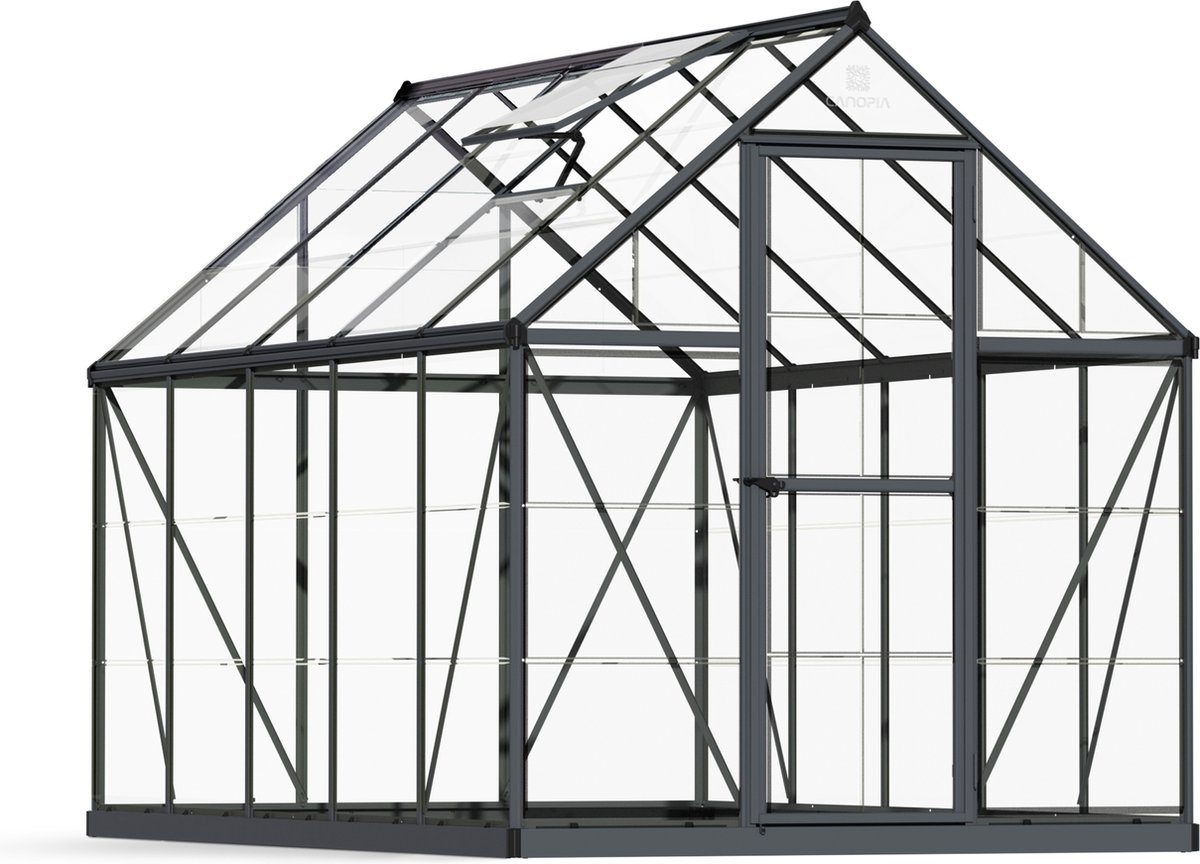 Invernadero Harmony (Medidas ext. (An x Pr): 185 x 306 cm, Gris/Transparente, Área: 5,7 m²)