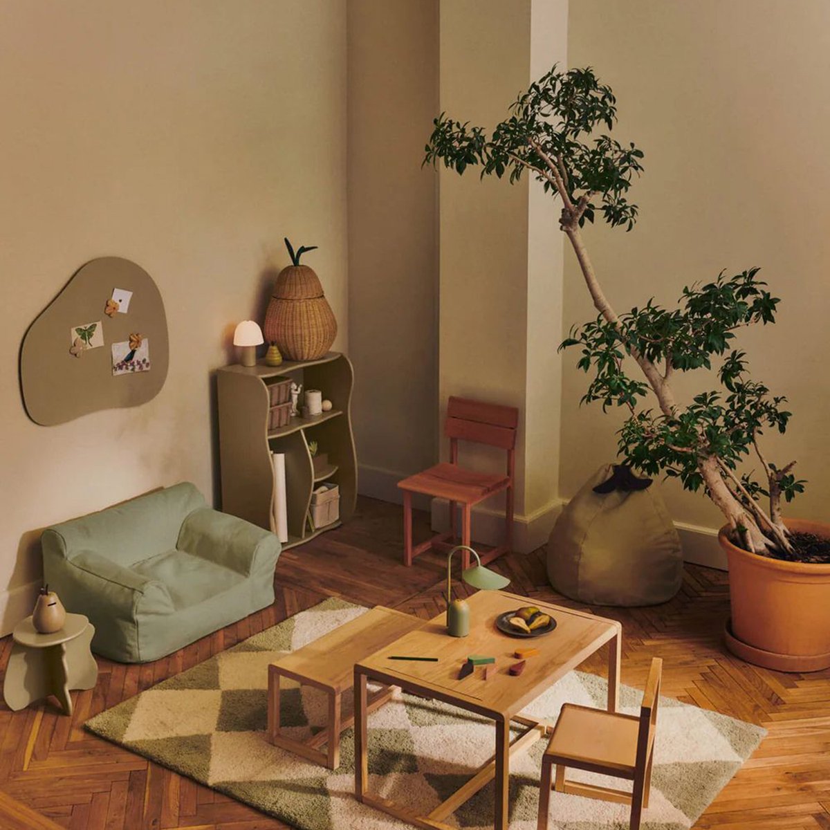 Ferm Living Fauteuil Billow bean bag Tea Green