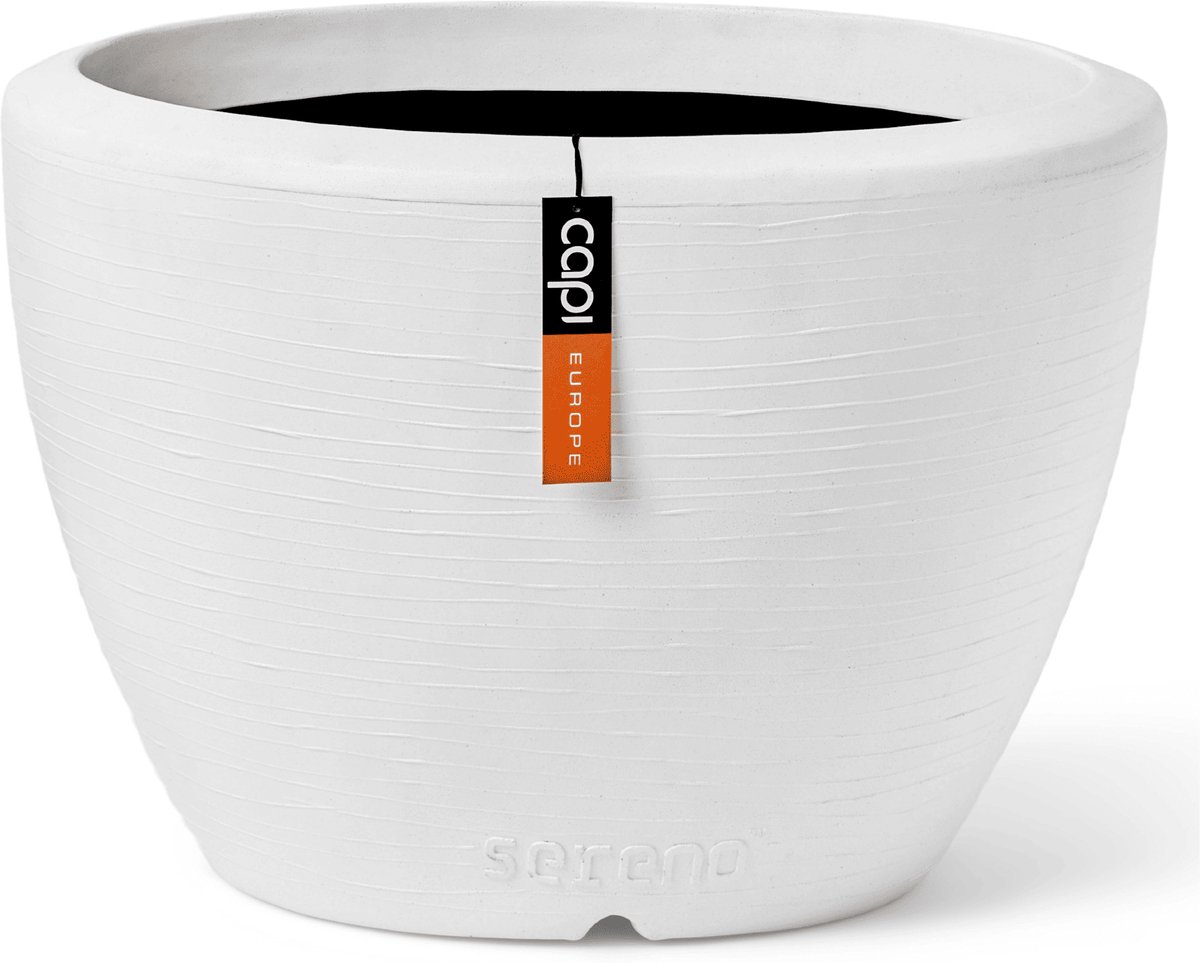 Cubremaceta redondo (Dimensiones externas (Ø x Al): 60 x 48 cm, Blanco, Plástico, Mate)