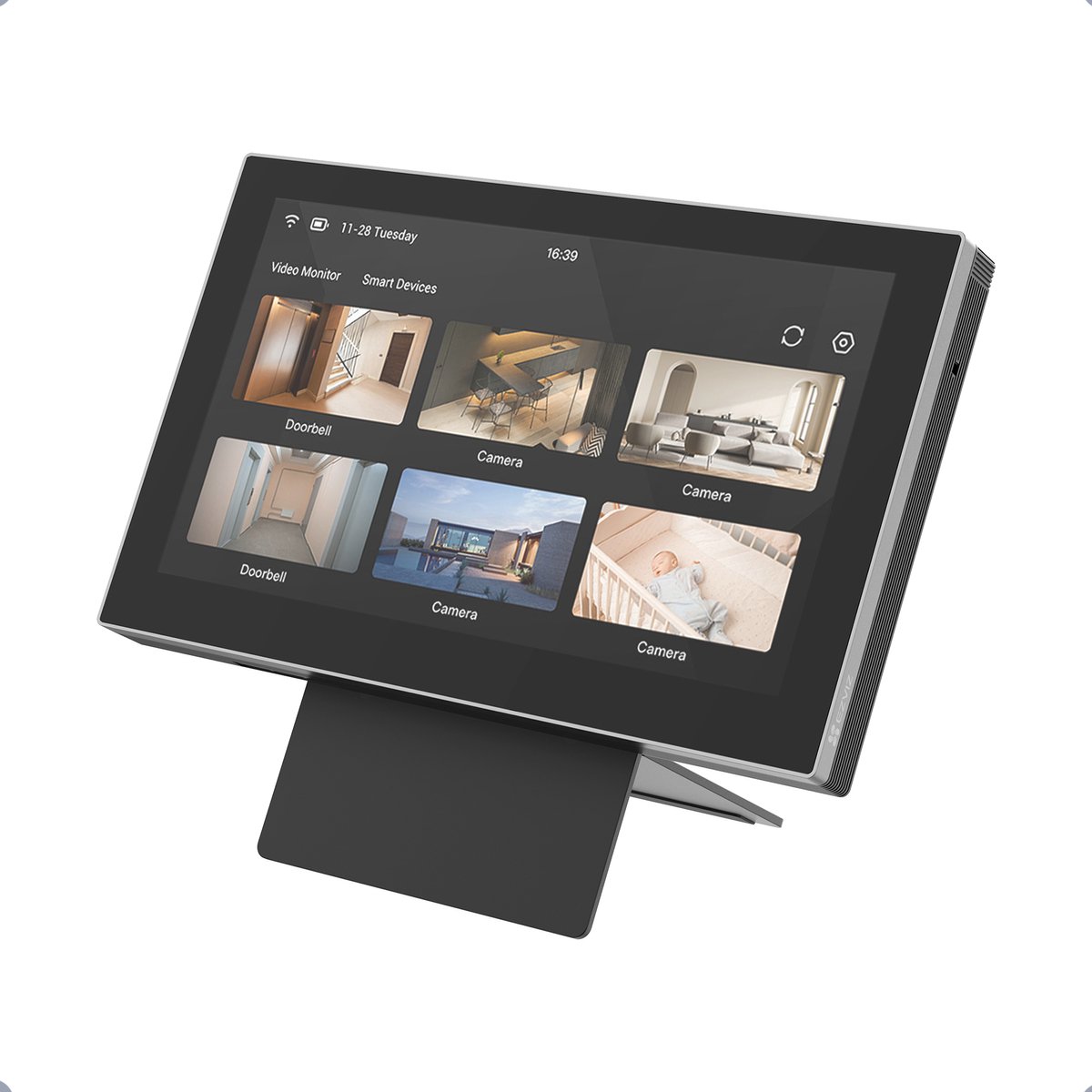 Monitor de interfono SD7 (Resolución: 1.024 x 600 píxeles, Plata/Negro, 180,3 × 111,6 × 15,6 cm)