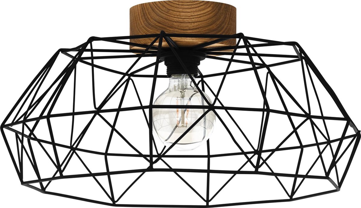 Padstow Plafón redondo (60 W, Ø x Al: 45,5 x 20,5 cm, Negro, E27)