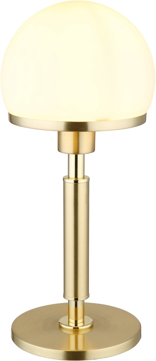 Lámpara de sobremesa redonda Haku (40 W, Ø x Al: 18 x 40 cm, Oro, Blanco)