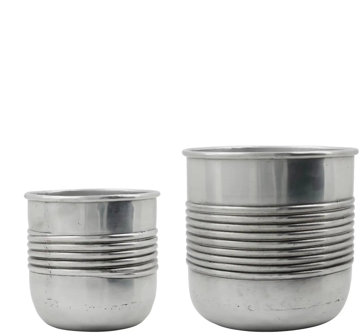 House Doctor Pot Groove aluminium, 2 pièces Argent antique