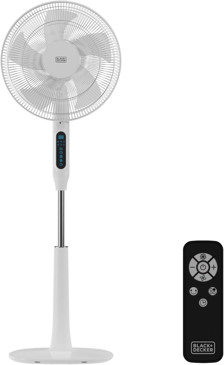 Ventilador de Pie Black&Decker BXEFP30E | Motor DC | con mando a distancia y temporizador