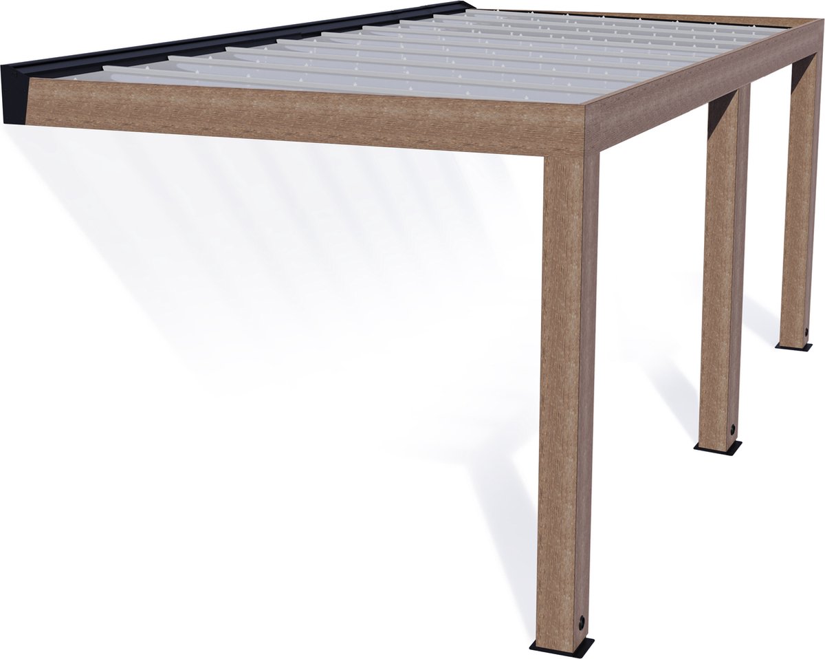 Marquesina adosada Helsinki (An x Pr: 600 x 300 cm, Cedro, Policarbonato, Translúcido)
