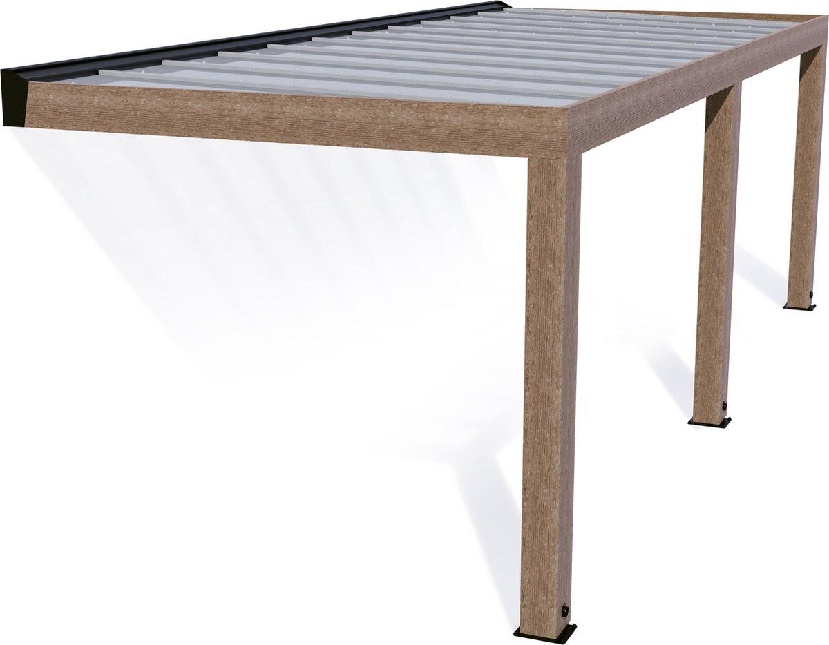 Marquesina adosada Helsinki (An x Pr: 730 x 300 cm, Cedro, Policarbonato, Translúcido)