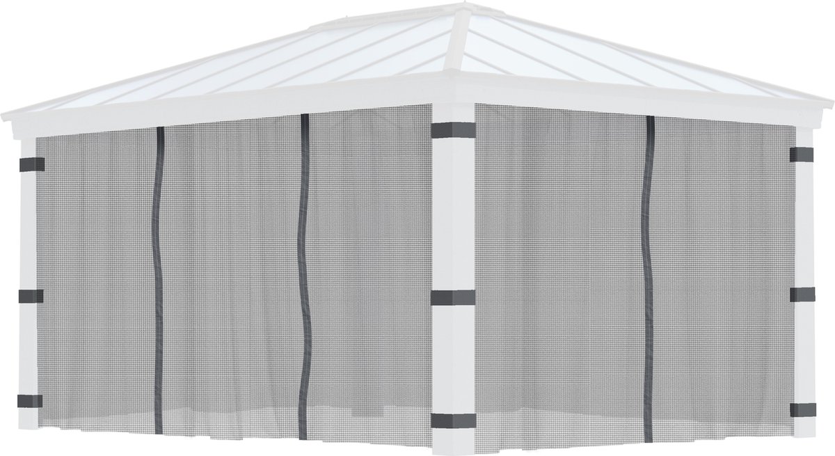 Cortina mosquitera para cenador Dallas (An x Al: 500 x 360 cm, Gris)