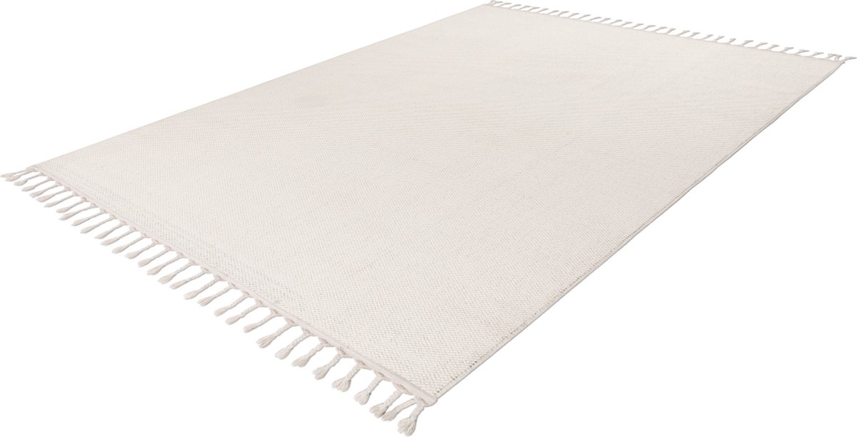 Alfombra de flecos Tunis (Marfil, 230 x 160 cm, 100% Poliéster)