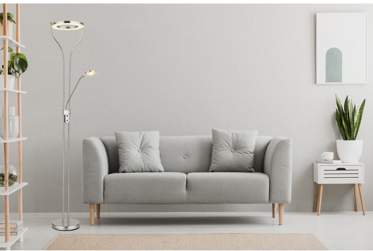 Lámpara de pie LED Hadera (20 W, Plata, Blanco cálido, L x An x Al: 35 x 30 x 194 cm)