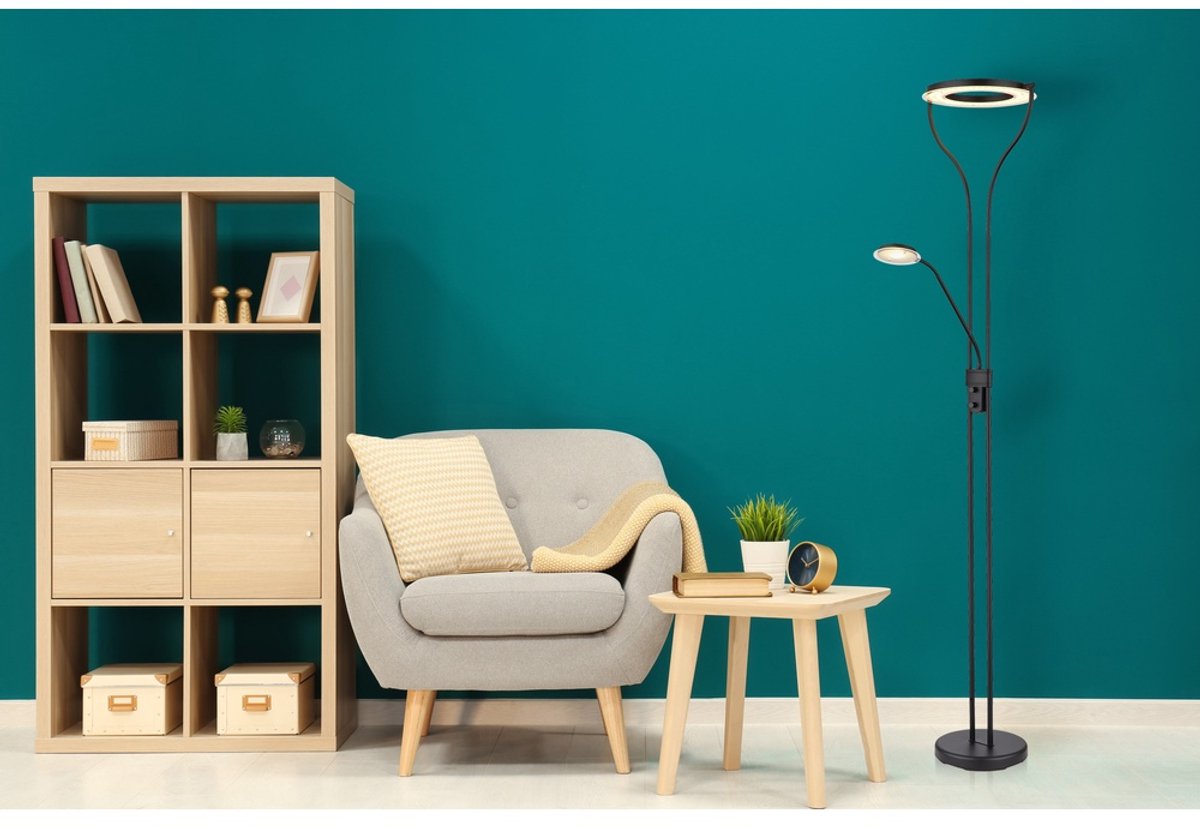 Lámpara de pie LED Lila (20 W, Negro, Blanco cálido, L x An x Al: 35 x 30 x 194 cm)