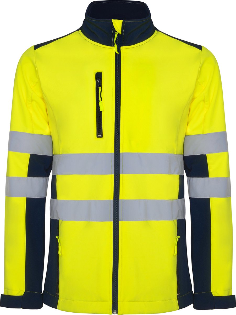 Chaqueta Softshell Antares (S, Amarillo flúor/Azul marino)