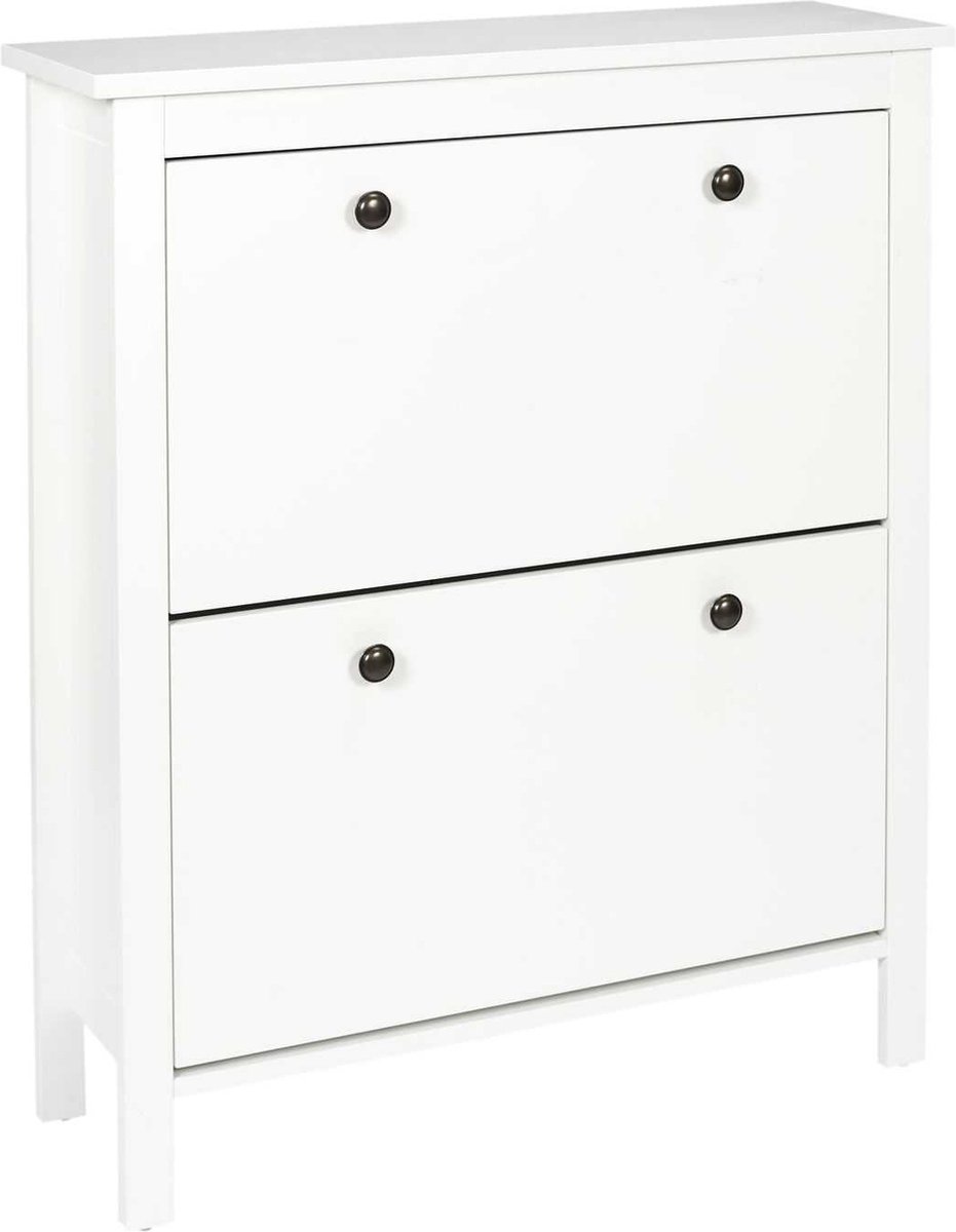 Zapatero (L x An x Al: 24,5 x 78 x 92 cm, Blanco, Número de compartimentos: 2 ud.)