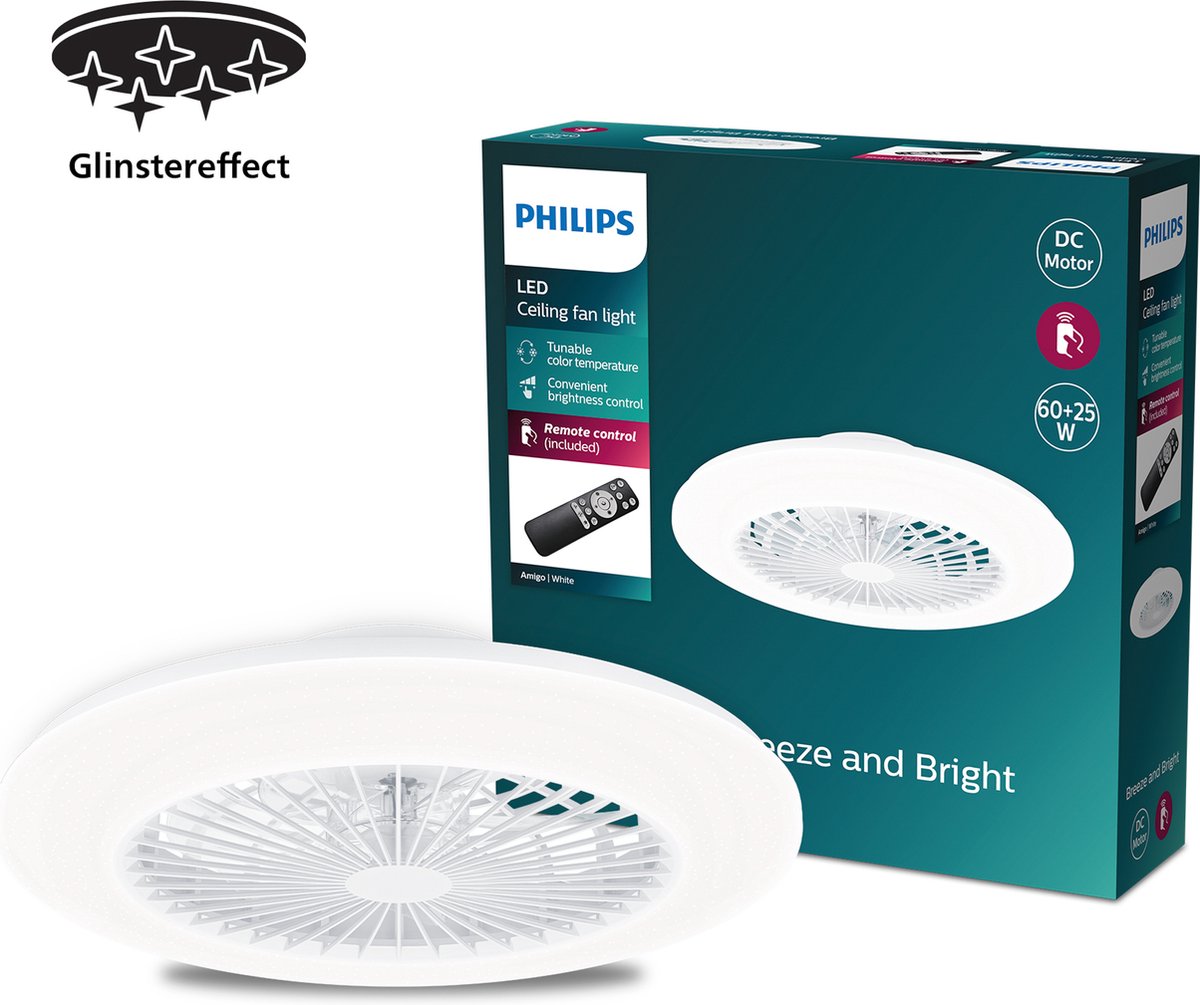 Ventilador de techo Amigo (Blanco, 57,7 cm, 60 W, Blanco cálido)