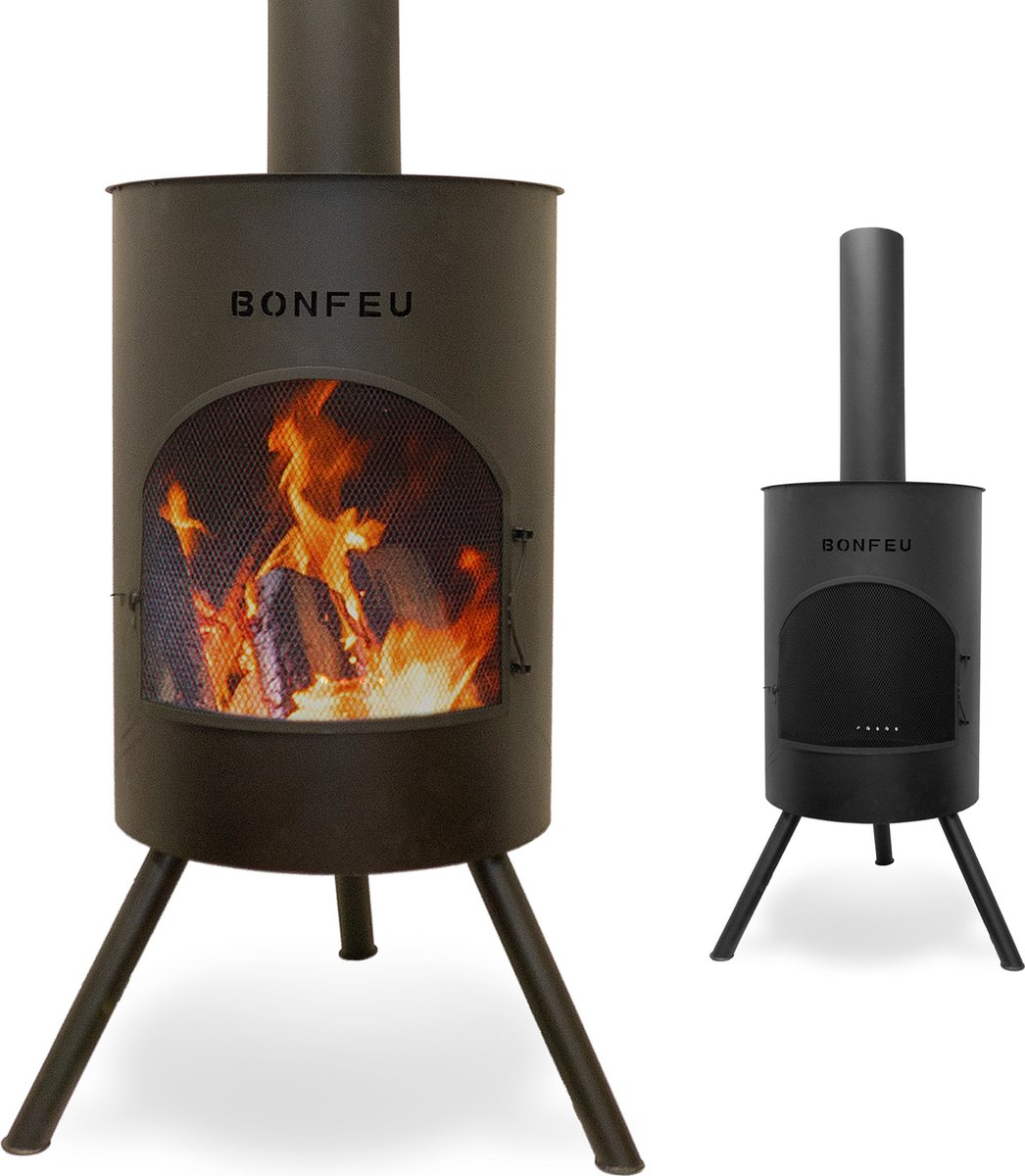 Chimenea de exterior Bonton (Ø x Al: 60 x 195 cm, Acero, Negro)