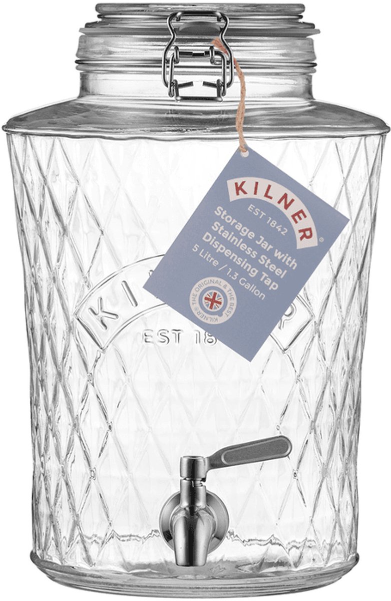Kilner Distributeur de boissons DIAMANT avec robinet Kilner Clair, 5 L