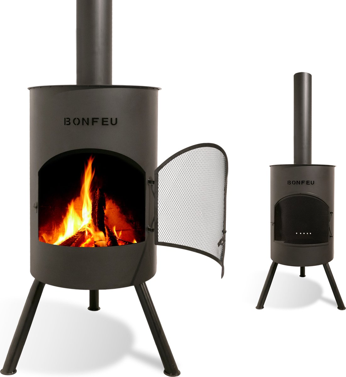 Chimenea de exterior Bonton (Ø x Al: 50 x 172 cm, Acero, Negro)