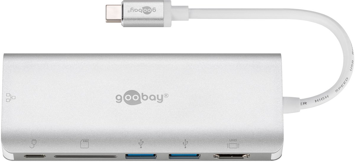 Goobay USB-C™ Premium Multiport-Dock spiegelt Signale von USB-C™ auf HDMI- und USB Geräte