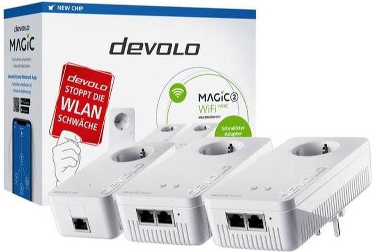 devolo Magic 2 WiFi next Powerline Multiroom Kit 2x devolo Magic 2 WiFi next Adapter, 1x devolo Magic 2 LAN Adapter