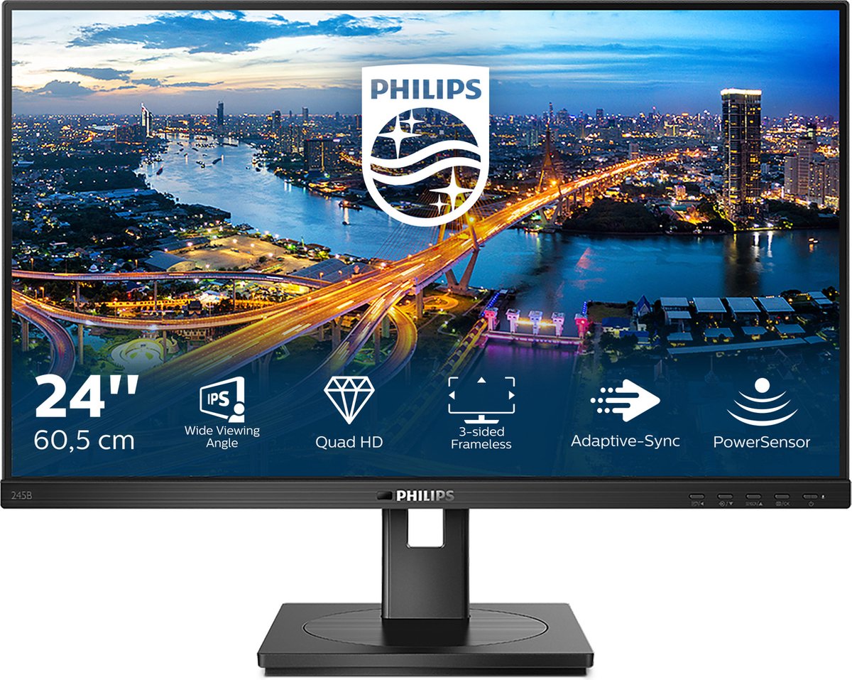 Philips 245B1 Office Monitor - IPS, QHD, Höhenverstellung