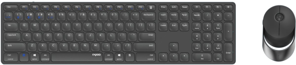 Rapoo Kabelloses Multi-Mode-Deskset "9850M" - grau - QWERTZ (deutsches)-Layout