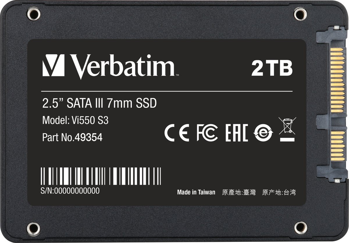 Verbatim Vi550 S3 SSD 2TB 2.5 Zoll SATA Interne Solid-State-Drive