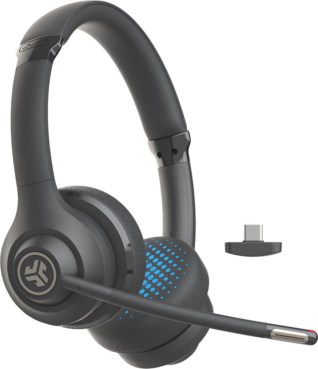 JLab GO Work Wireless Bluetooth On-Ear Headset 45 Stunden Spielzeit, Eingebautes Mikrofon