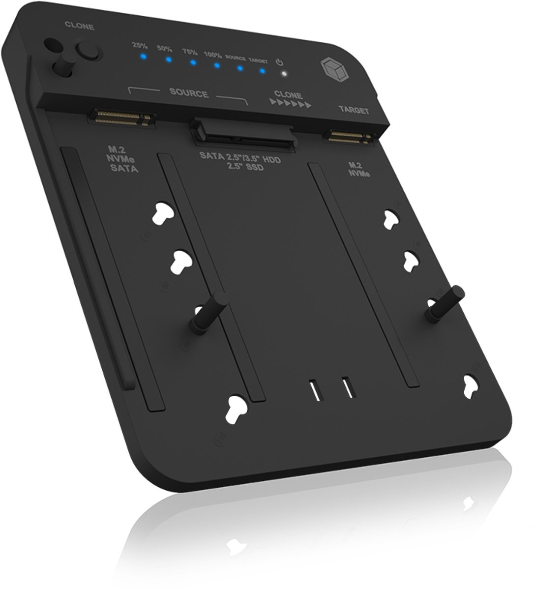 ICY BOX Dockingstation & Klonstation für M.2 NVMe SSD und 2,5"/3,5" SATA SSD/HDD