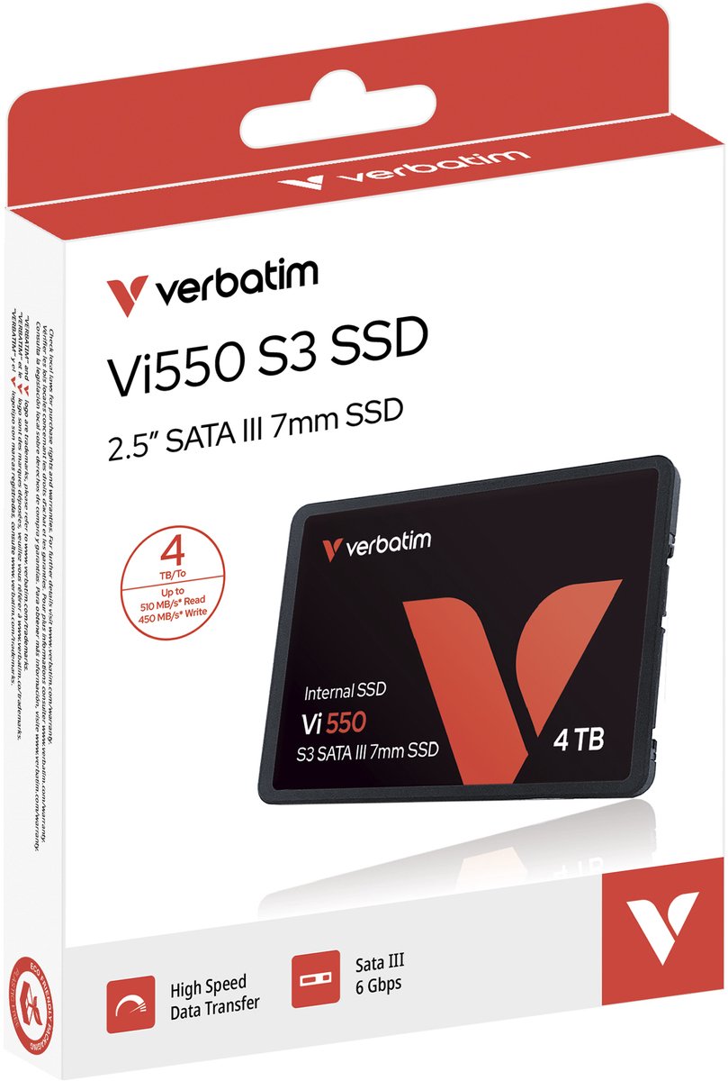 Verbatim Vi550 S3 SSD 4TB 2.5 Zoll SATA Interne Solid-State-Drive