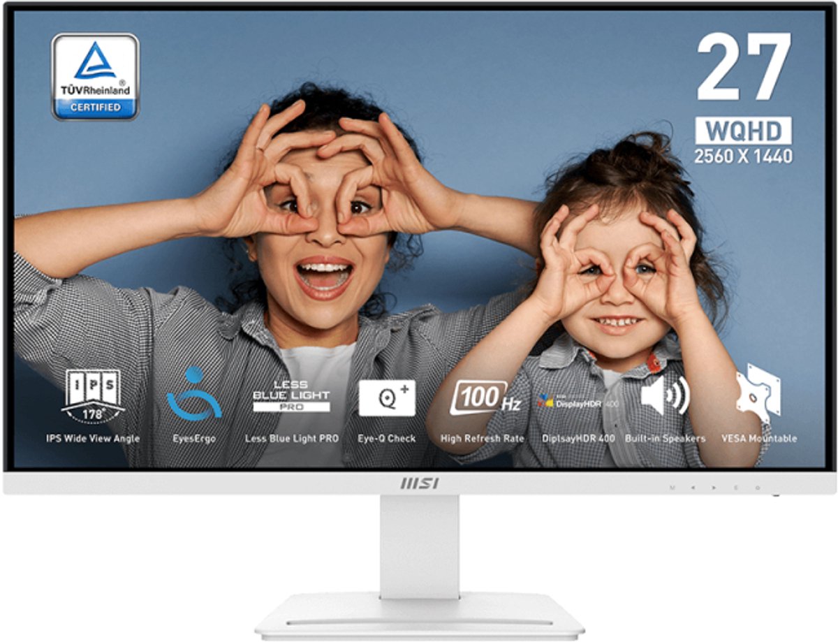 MSI PRO MP273QWDE E2 Office Monitor - QHD IPS Panel, 100Hz White, 1ms(MPRT) Response Time (GTG) 4ms
