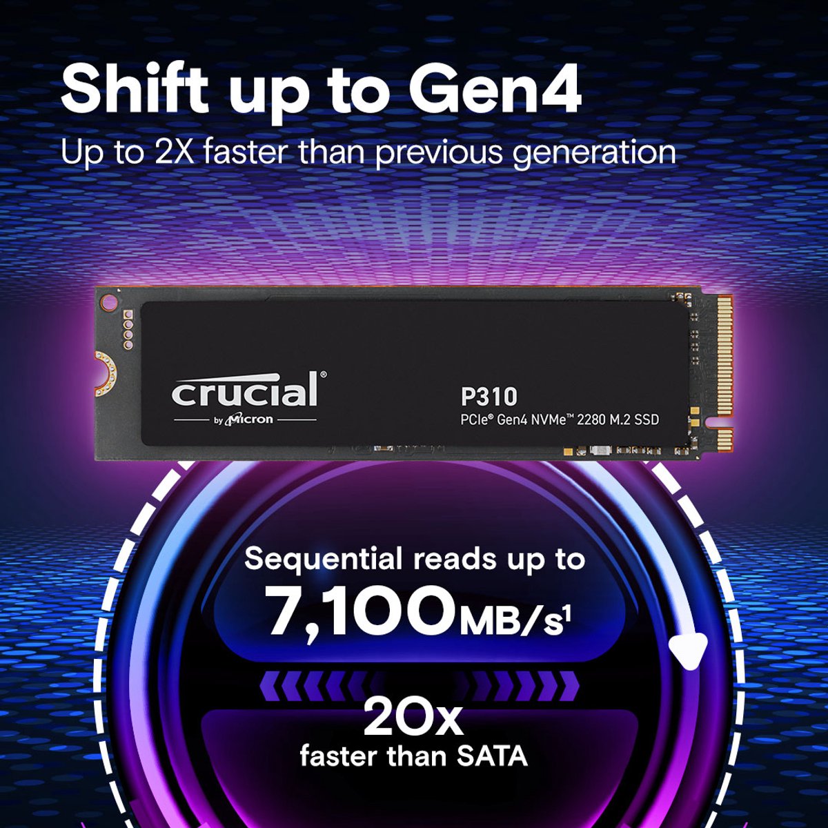 Crucial P310 SSD 2TB M.2 2280 PCIe Gen4 NVMe Internes Solid-State-Module