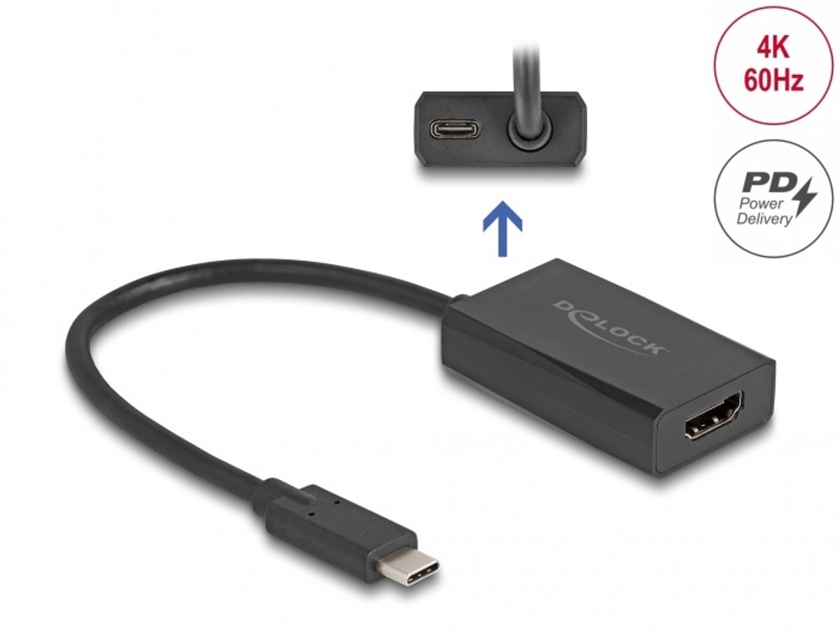 Delock Adapter HDMI Buchse zu USB Type-C™ Stecker (DP Alt Mode) - 4K mit PD 100 W