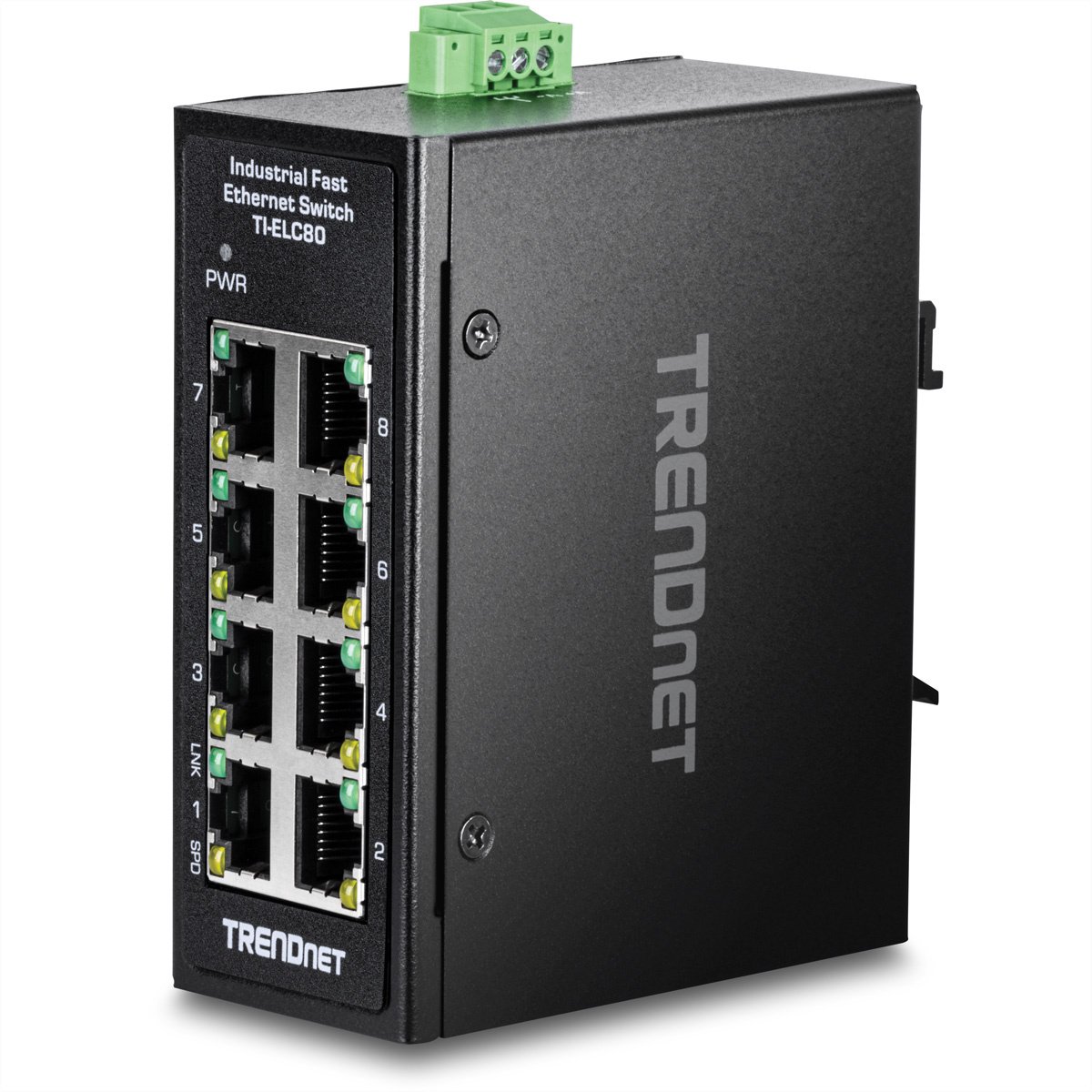 TRENDnet TI-ELC80 8-Port Industrial Fast Ethernet DIN-Rail Mini Switch