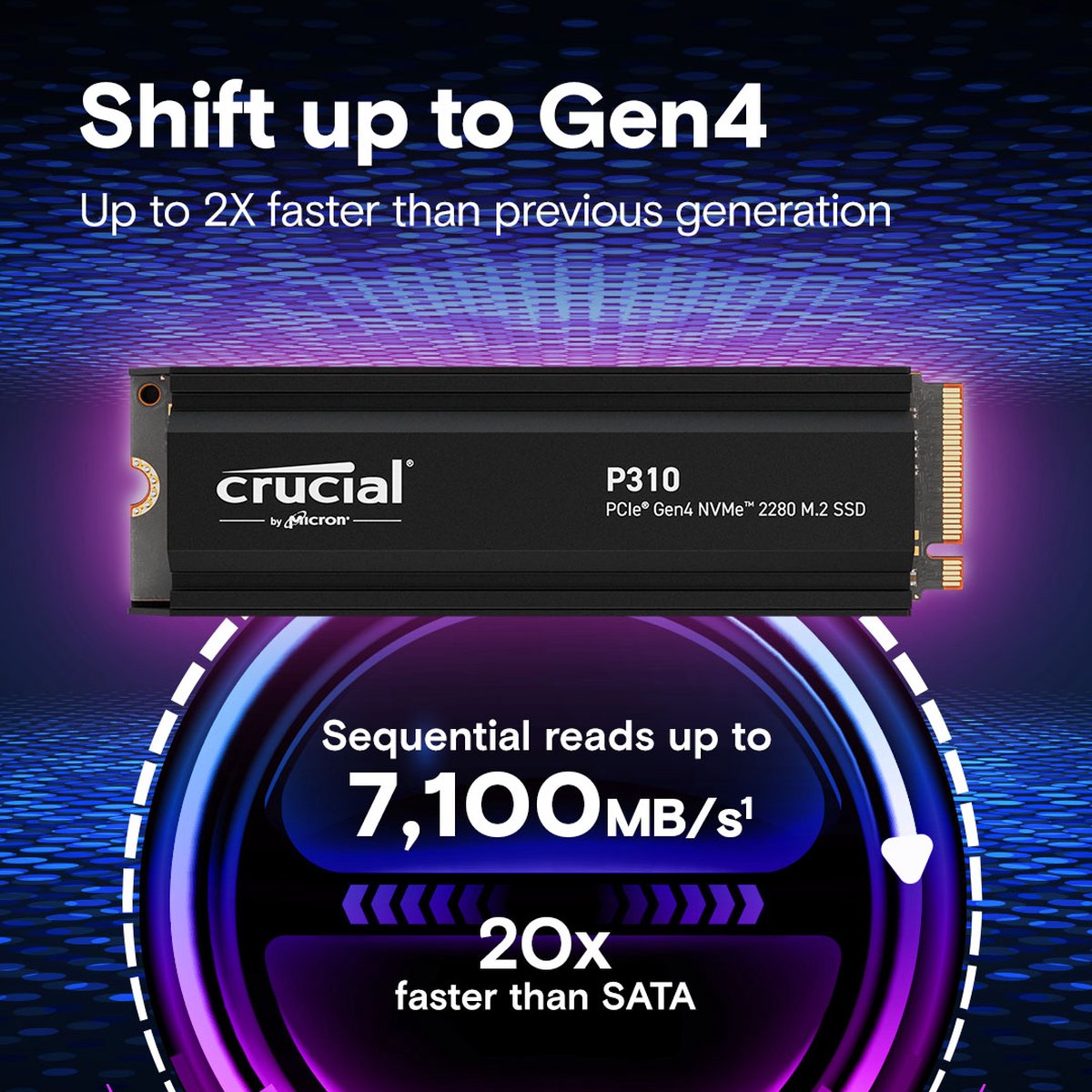 Crucial P310 Heatsink SSD 1TB M.2 2280 PCIe Gen4 NVMe
