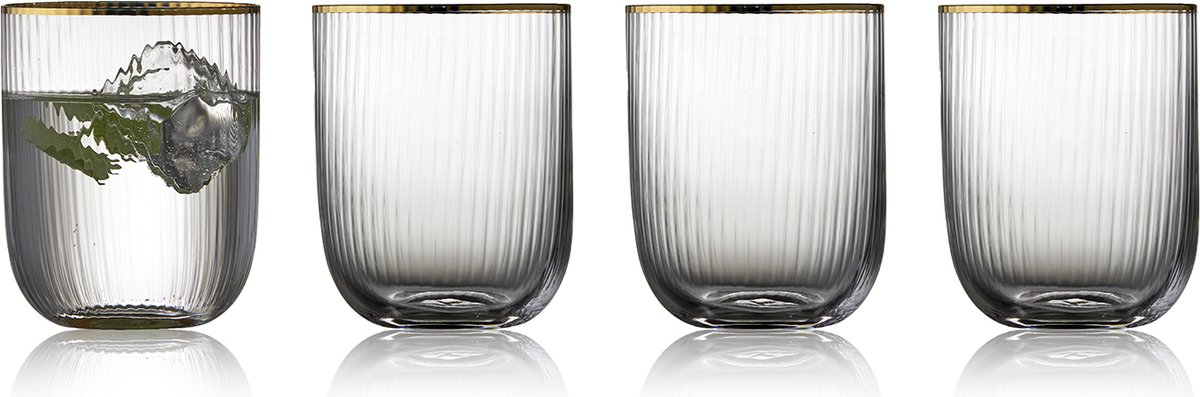 Lyngby Glas 4 Vasos tumbler Palermo Gold 35 cl Transparente-oro