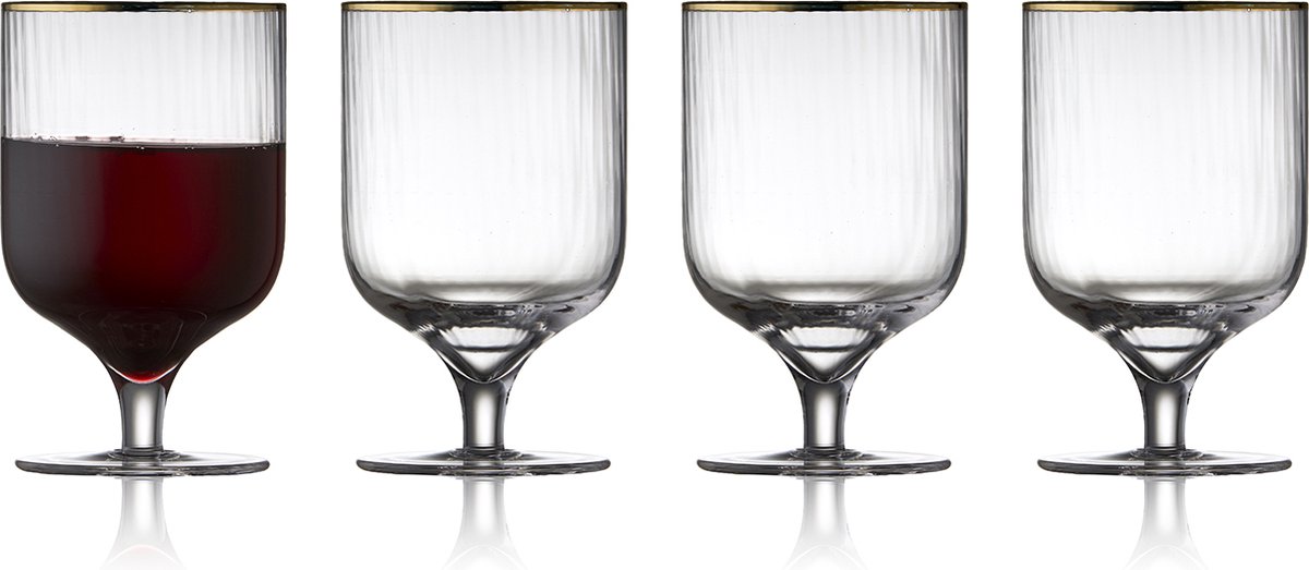 Lyngby Glas 4 Copas de vino Palermo Gold 30 cl Transparente-oro
