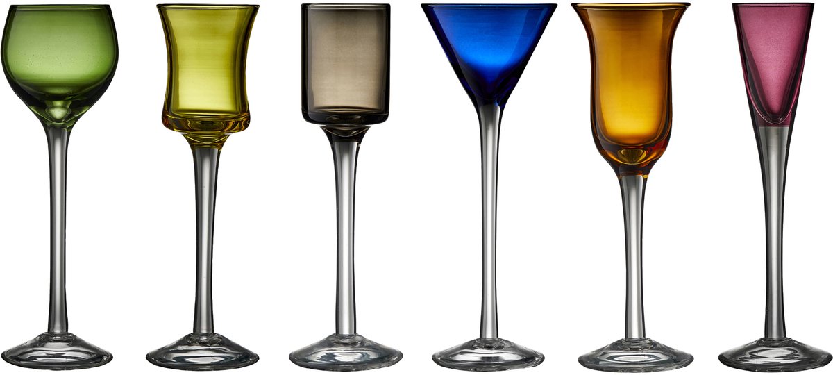 Lyngby Glas 6 Vasos de chupito Lyngby Glas 2,5-5 cl Mix