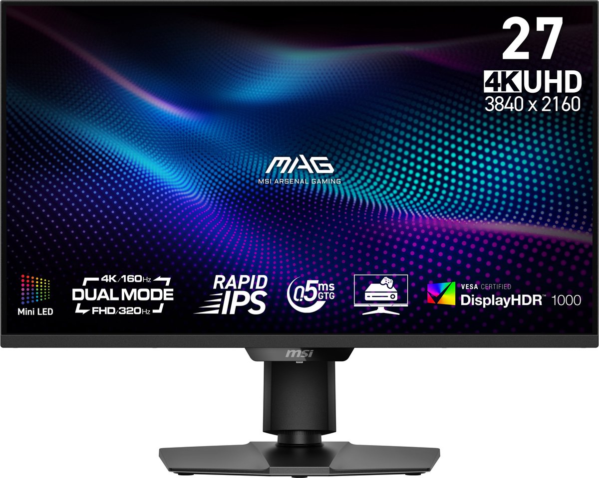 MSI MAG 274UPDFDE E16M - Mini LED, 0,5ms GtG 160Hz UHD | 320Hz FHD Dual Modus, Rapid IPS, Quantum Dot