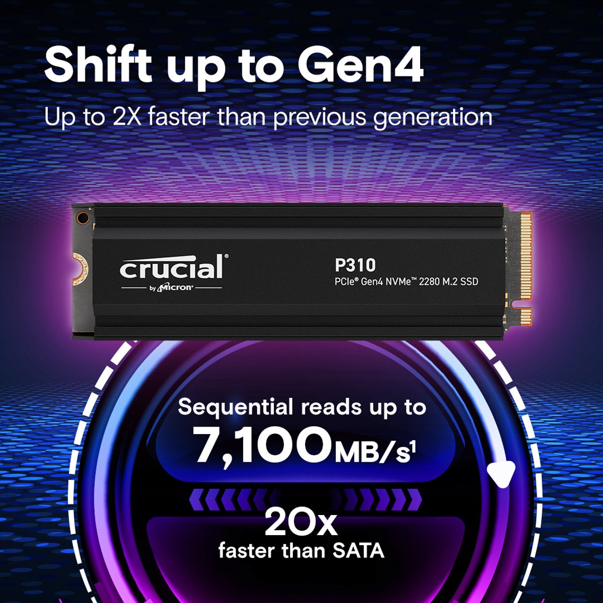 Crucial P310 Heatsink SSD 4TB M.2 2280 PCIe Gen4 NVMe Internes Solid-State-Module mit Kühlkörper