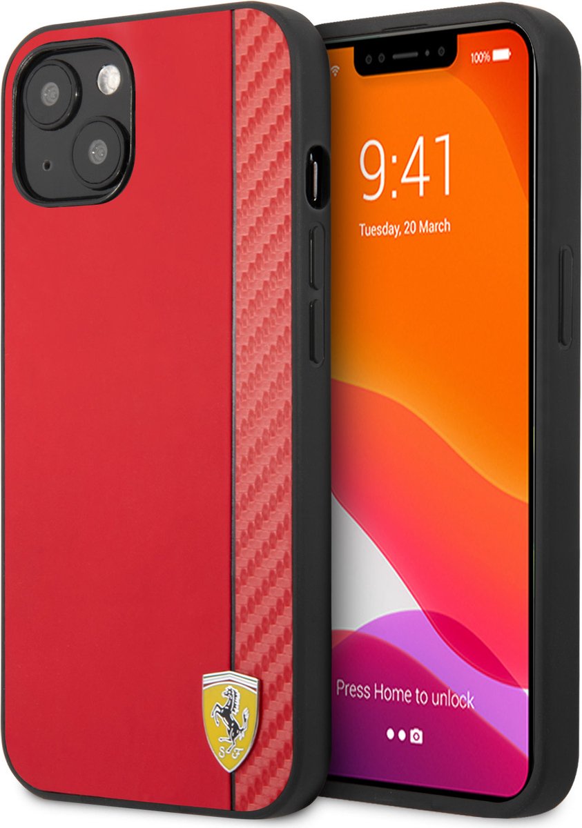 Ferrari On Track Carbon Stripe Case for iPhone 13 mini - Red