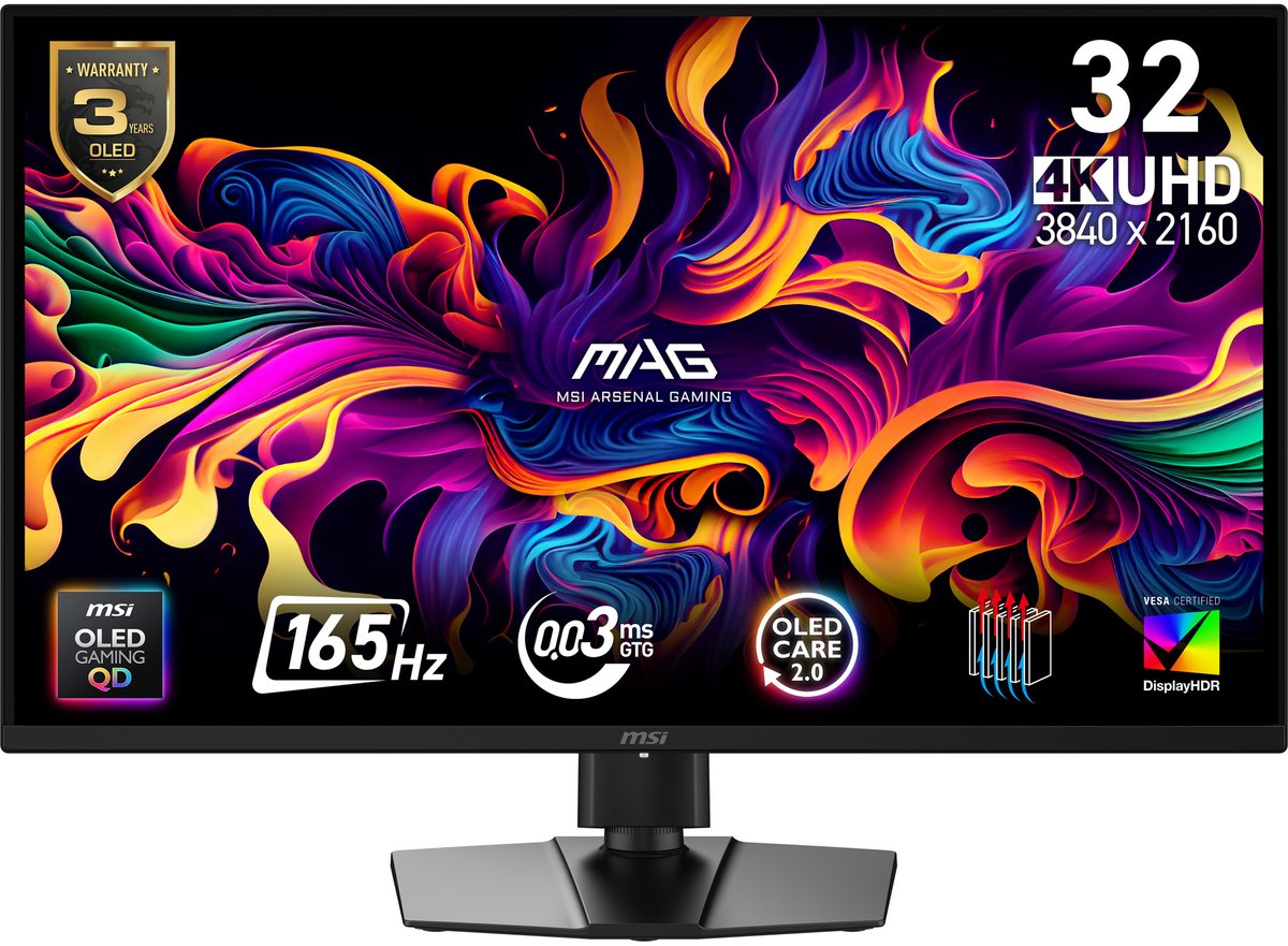 MSI MAG 322UP QD-OLED E16 - OLED Gaming - OLED Care 2.0 165Hz, 0,03ms GtG