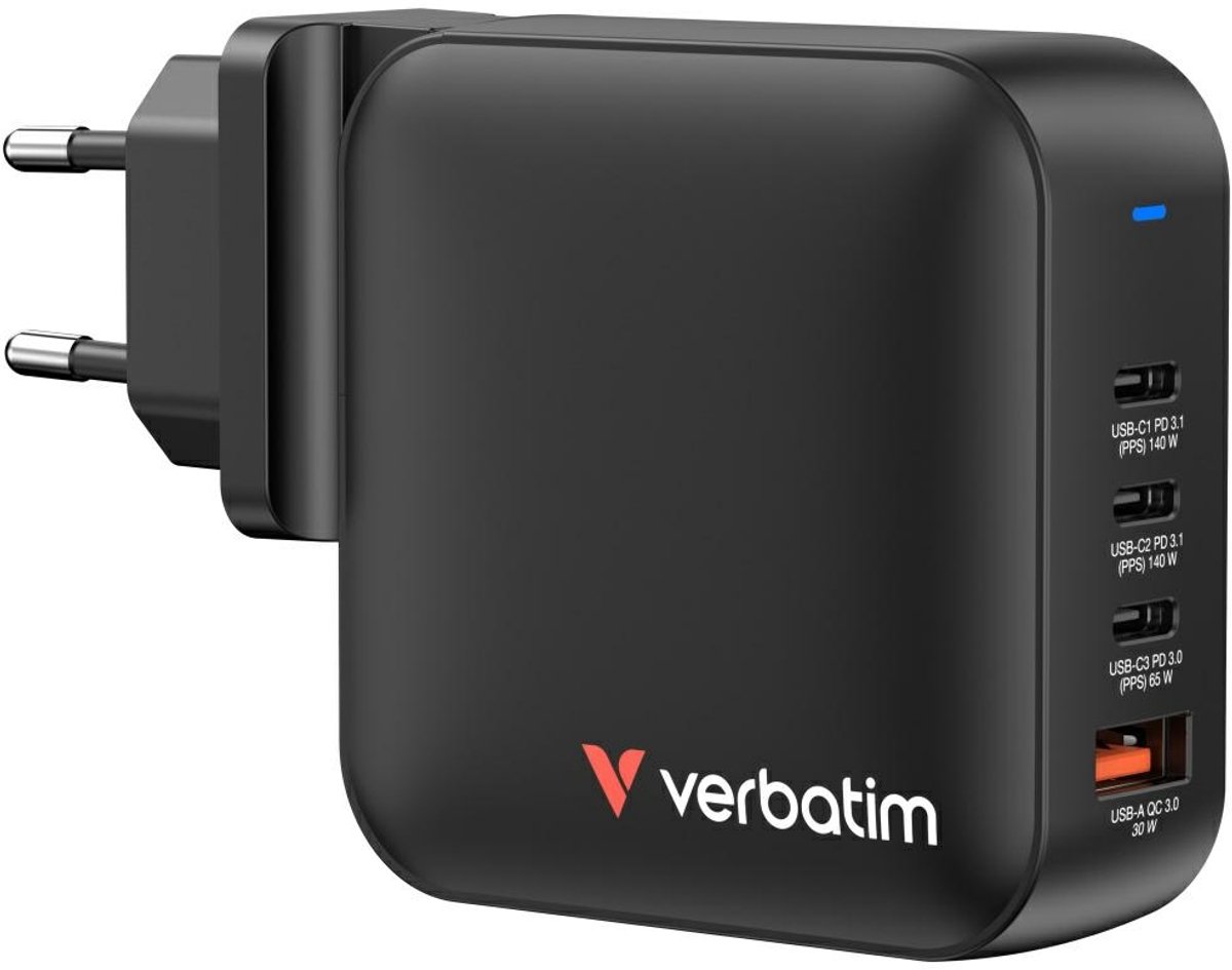 VERBATIM Mini GaN Netzladegerät 165W 4 Port US/EU/UK ADP