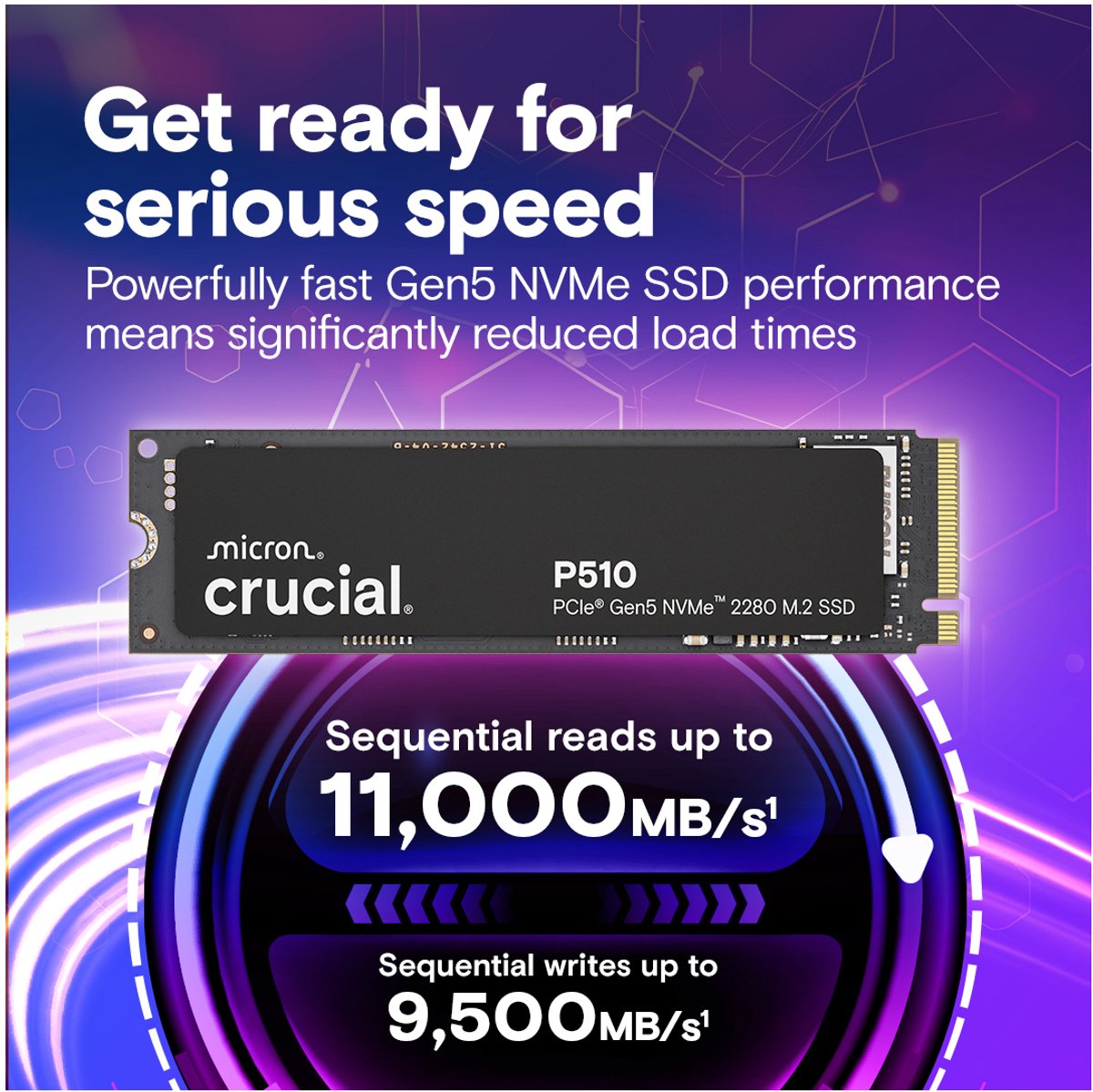 Crucial P510 SSD 2TB M.2 2280 PCIe Gen5 NVMe Internes Solid-State-Module